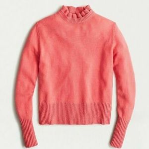 J crew wool blend ruffle neck sweater